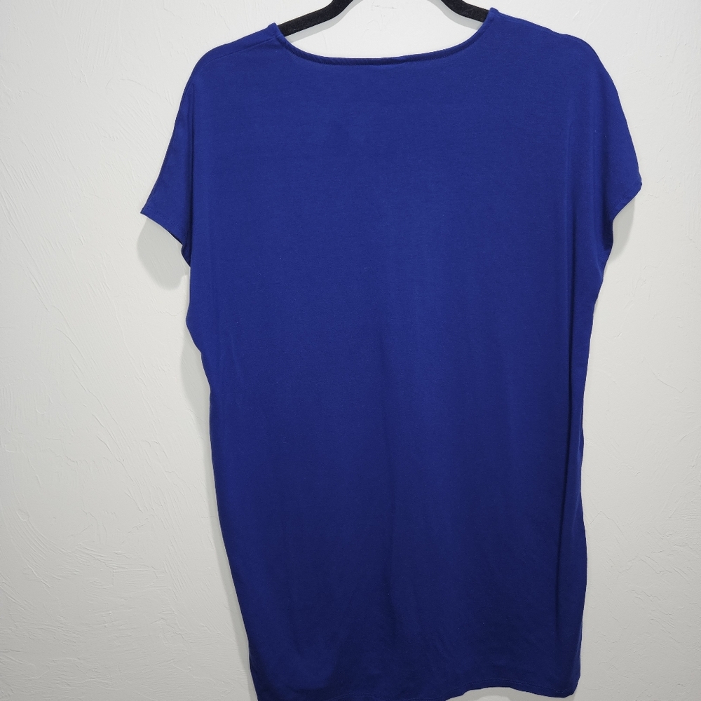 Chico's Tunic Top Classic Women's Size 2 / Large Royal Blue Shirt Tee Rayon - Picture 7 of 15